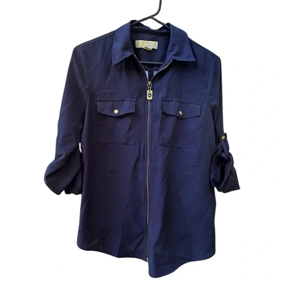 MICHAEL Michael Kors Blue Utility Jacket with Collared Design Sz m - Picture 2 of 5